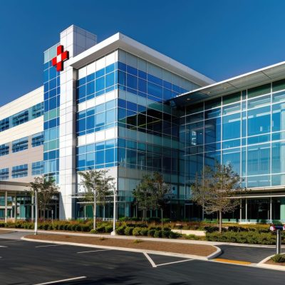 Modern hospital building exterior